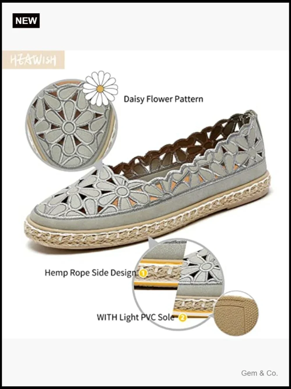 Ballet Flat Daisy Round Toe Dress Shoes Casual Slip On Rope Loafer